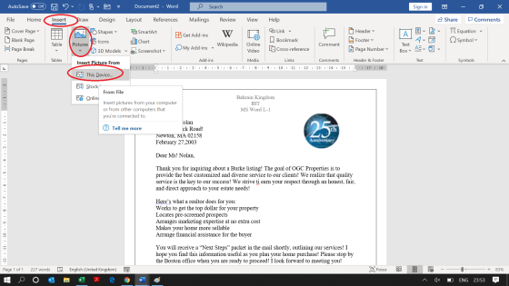 AutoSave Off ni 07 Document2 - Word Search Sign in Х File Home Insert Draw Design Layout References Mailings Review View Help