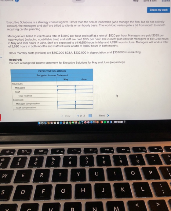 UWUR 1 Help Save & Exit Submit Check my work Executive Solutions is a strategy consulting firm. Other than the senior leaders