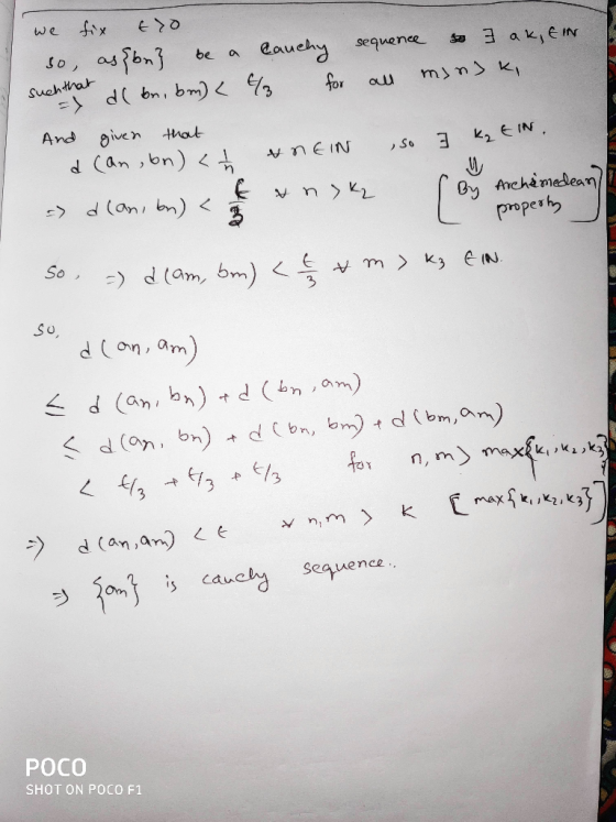 fix Qく? be a we asfon3 auehy so 3 a kyeIN sequence Suehthar => d( bn, bm)くa msns k for au And iven that k2 EIN d Can ,bn) So