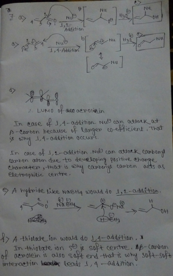 NU NU NUD OH Addition A. LUMO of acco aerolinin In case of 1,4- addition Nuo can attack at B-Carbon because of larger coeffic