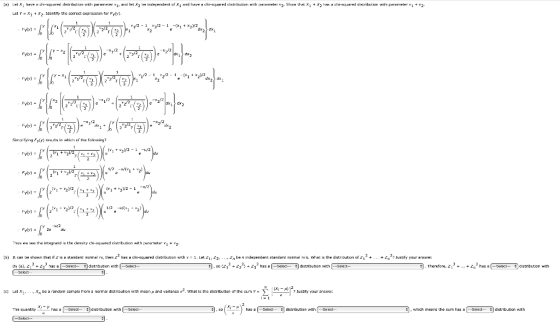 (a) Let Xl have etti-quered distribution with parameter 1, and let Xz be independent of Xi and have a chi-squared distributio