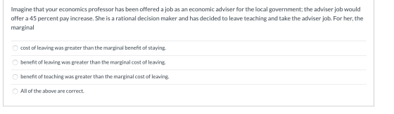 Imagine that your economics professor has been offered a job as an economic adviser for the local government; the adviser job