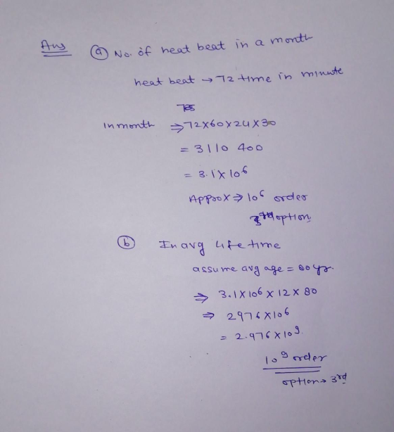 ⑨No, of heat beat in amen ti- heat beat →T2-Hme in mlmnte ウ3.1X106 χ 12x80