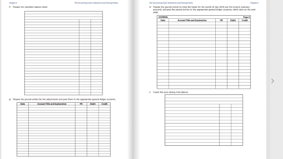 Chapter 6 The Accounting Cycle: Statements and Closing Entries f) Prepare the classified balance sheet. The Accounting Cycle: