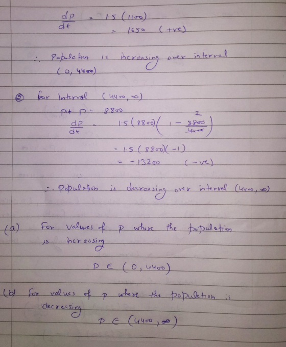 d = ) ی (و at 1650 (tre) : Population is co, 4400) increasing over inter- o for Interval (445o, o) put pa 8800 op 15 (88.00 (