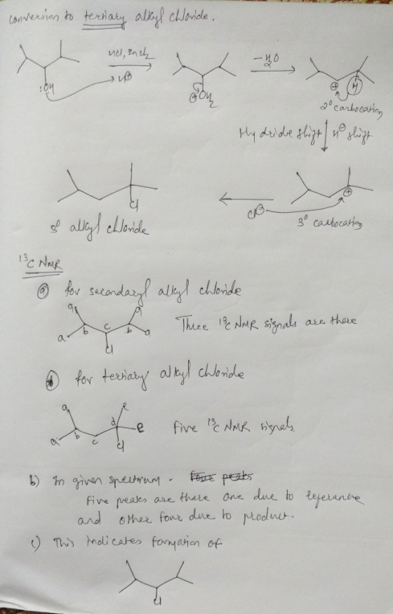 conversion to ternary allyl chloride, ne, anche 2 carbocaties by deide slugt / no sluft 3° carbocants so allyl chloride 13C N
