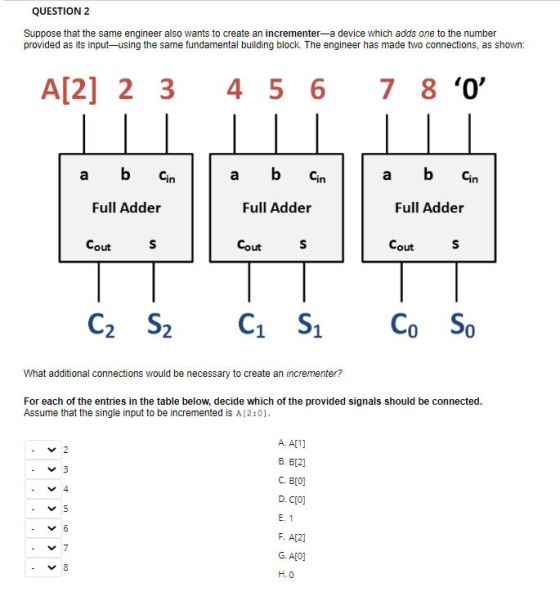 QUESTION 2 Suppose that the same engineer also wants to create an incrementer-a device which adds one to the number provided