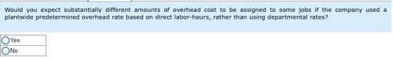 Would you expect substantially different amounts of overhead cost to be assigned to some jobs if the company used a plantwide