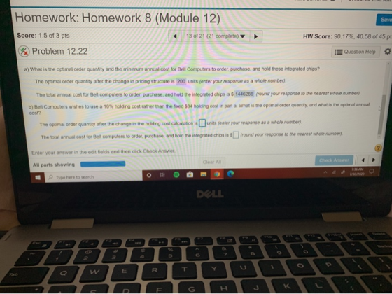 Homework: Homework 8 (Module 12) Save Score: 1.5 of 3 pts 13 of 21 (21 complete) HW Score: 90.17%, 40.58 of 45 pt Problem 12.