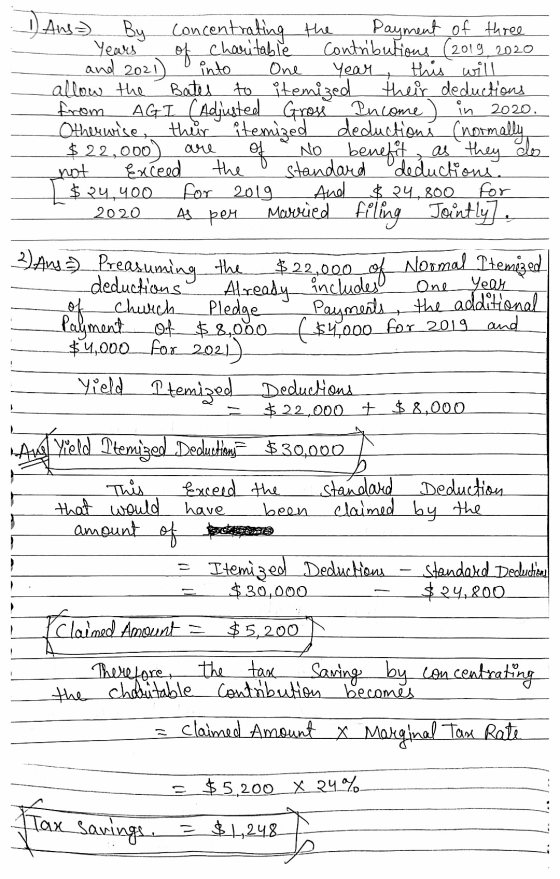of charitable 1) Ang By concentrating the Payment of three Years Contributions (2019 2020 and 2021) into One year, this will