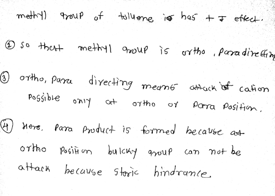 methyl group Doup of toluene it has ta effect. so that methyl group is ortho ortho i paradirecting 3 © ortho, para directing