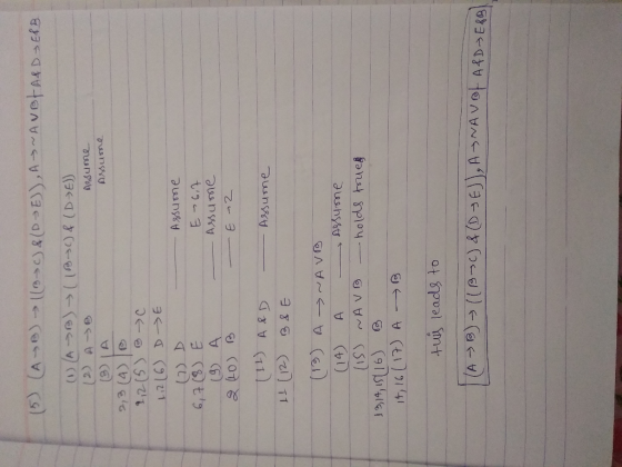 (5) (AB) (BC) & ( DE)), A NAVBt A & D E&B (1) ( A B) (B+C) & (DE) Assume Assume 9,215) B C 12 (6) (2) D 6, 7 (8) E (9) A 210)
