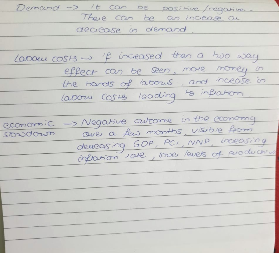 Demand -> It can be positive regohve. The e can be as increase au deacase in demand Labom COSIS - Pinceased then a two was ef