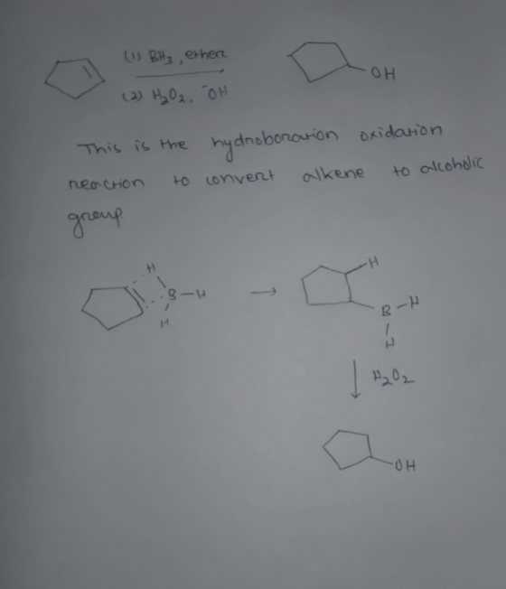 BHether OH hydnobonorion ridarion This is the alkene to alcohalic nea crion t0 COnvent 3-14 OH