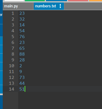 numbers.txt main.py 1 23 32 BH BELOO von Awn