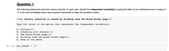 Question 1 The following statements arise from various theories. In each case, identify the independent variable(s) by typing