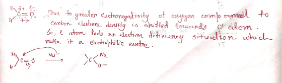 c=0 Die to greater electronegatirity of crregen emberneed to cambon electrone density is shifted towards a citom. bo, e cetom
