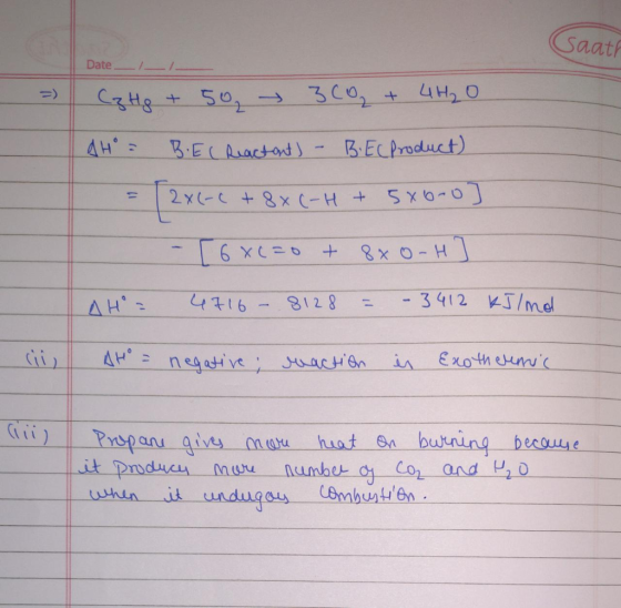 Saatf Date He + 50 3C0, + BELAactod BECAroduct) 5x0-0 2 x(-+8x H 6 xC=0+ 8x0-H - 3412 KJ/Mmel 4416-812 8 ΔΗ- AH negative oac