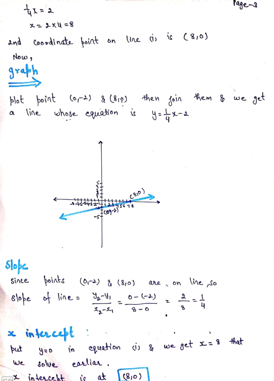 4x=2 Page-3 Xog* 4 = 8 and coordinate point on line cis is (8,0) Now , graph then Join them & we get plot point (0,2) & (810)