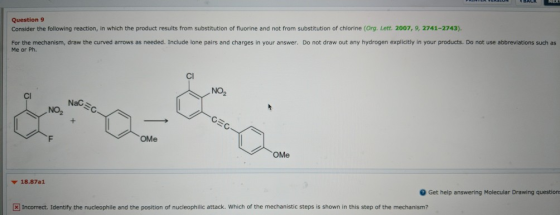 UNTER VERIUN BALR NEX Question 9 Consider the following reaction, in which the product results from substitution of fluorine