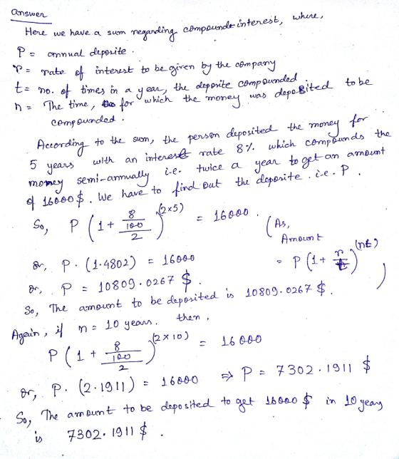 Omswer ere we have a sum omnual depo-ite n= The time / Elo for which tde money uas depo-g dafoEJted tobe. Comg ouncled Petord