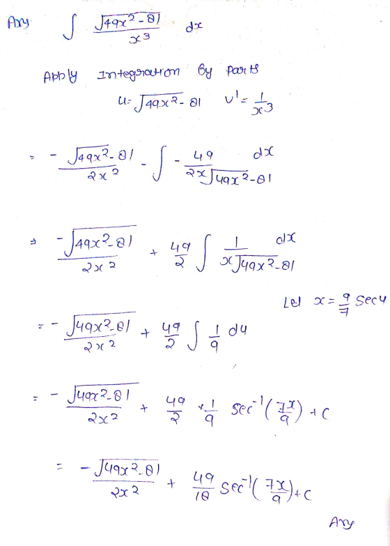 Ary J4qx2 - 01 Apply Integration by parts U- J4q.cR-BI . 3 JAR२.01 - Jaro dx २५२ २Juq12-0। - Ja१४२.२) dx ५५ । J4qx२-81 २०२ Le