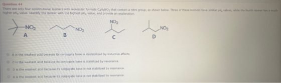 Question 44 There are only four constitutional isomers with molecular formula C HONO, that contain a nitro Group, as shown be