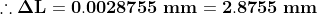 Δ 0.0028755 mm-2.8755 mm