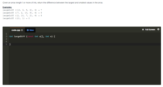 Given an array length 1 or more of ints, return the difference between the largest and smallest values in the array. Examples