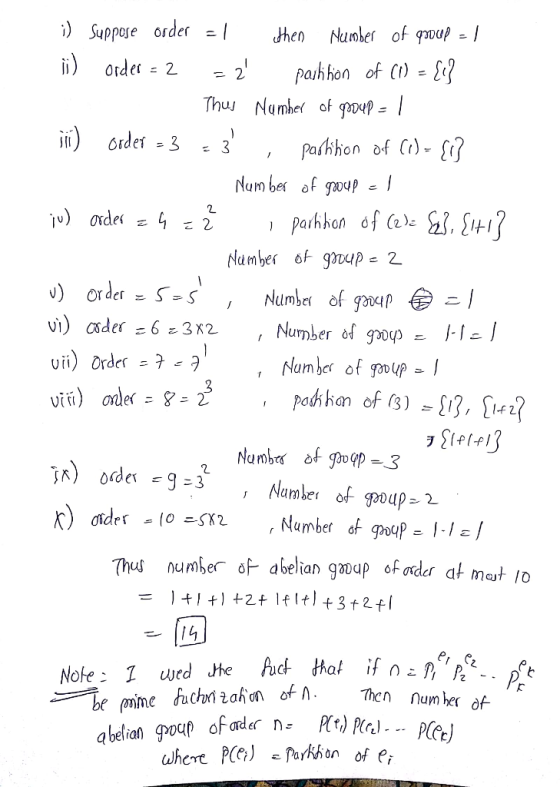 2 pathhon of (e) rder2 2 Then num he of P abelian gyoup of