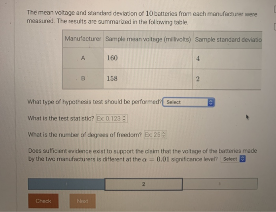 The mean voltage and standard deviation of 10 batteries from each manufacturer were measured. The results are summarized in t