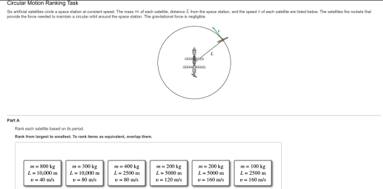 Six artificial satellites circle a space station a