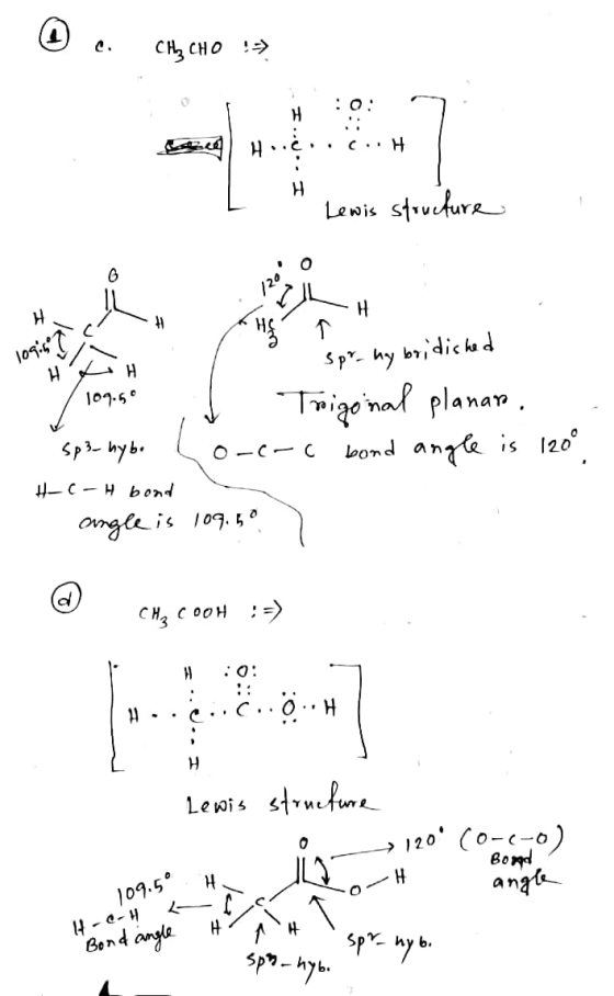 () . CHỊ CHO » Loſ H :o: a Hore..CH -2.1 * Lewis structure 12% 21h H 109.5°C CH H 109.50 - sprchy bo, dished Trigonal planar