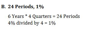 B. 24 Periods, 190 6 Years*4 Quarters 24 Periods 4% divided by 4-1%