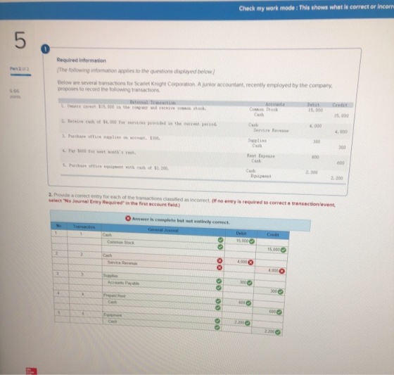 Check my work mode: This shows what is correct or incom Required information (The man was to the questions d e below) Below a