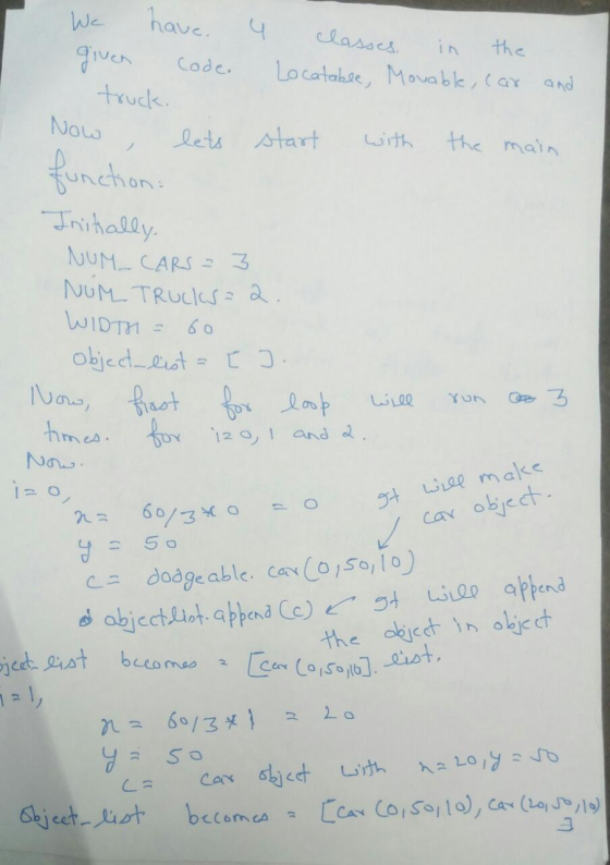 [con (0,150,16]. list, have. We given 4 classes. code. the Locatable, Movable, car and truck. Now with the main lets start fu