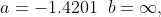 a = -1.4201 \;\;b = \infty ,