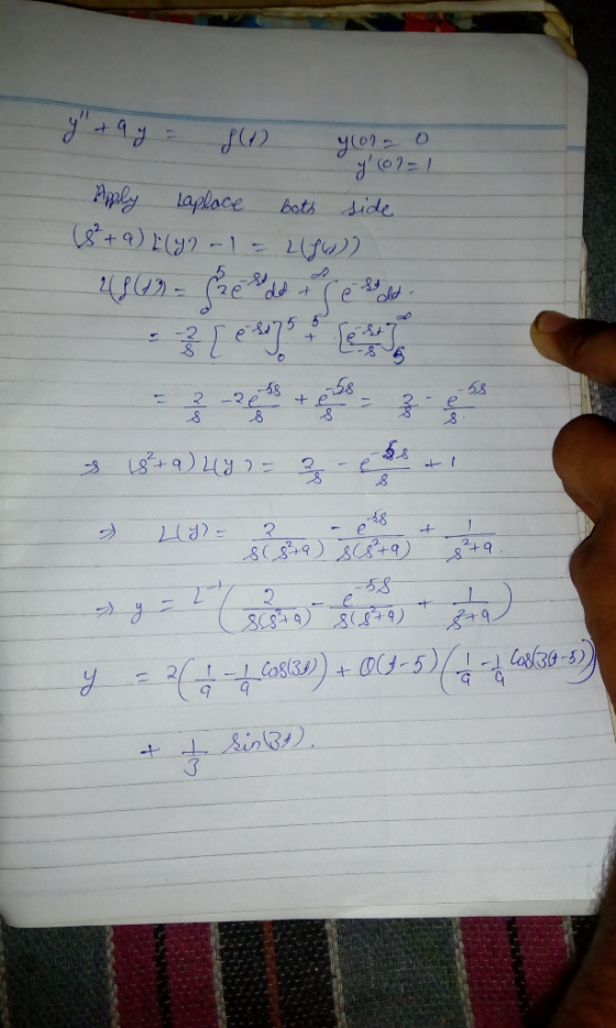 y +9 y = 84 40020 y col=1 Apply Laplace both side (8 + 9) [(y2 -1 = 2160)) & 18 + 9) Lg 2 g 2 + 1 sy = ? como formato y = 2(