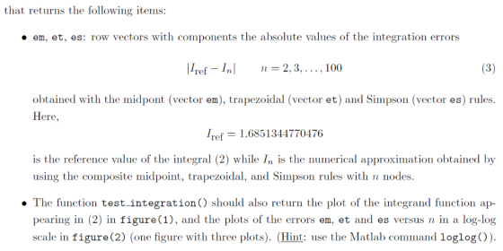 that returns the following items: em, et, es: row vectors with components the absolute values of the integration errors llref