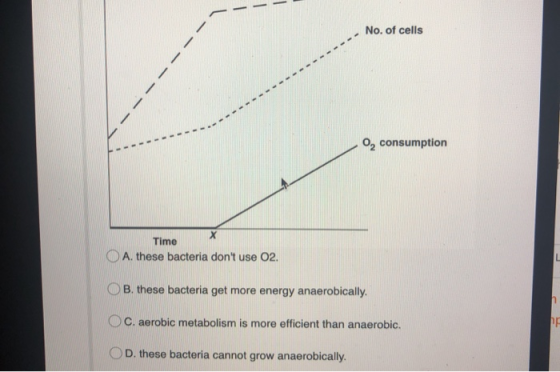 - A No. of cells - - - -------- - - - 0consumption Time A. these bacteria dont use 02. OB. these bacteria get more energy an
