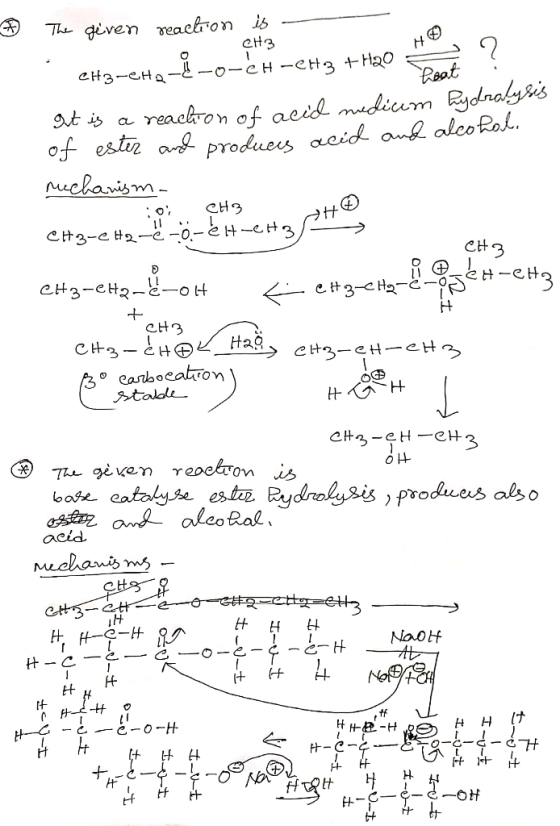 - CH3 # The given reaction is - CH3-eta-e-o-éH-CH3 + H2O Poat ? gut is a reaction of acid medicem hydrolysis of ester and pro