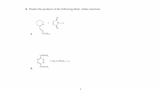 4. Predict the products of the following Diels-Alder reactions: ECH соосон, р +снаснен, — сонин осн, -