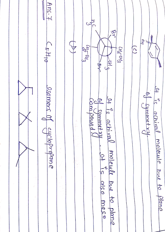 Due to plane It is achiral molecule of symmetry. @ CH₂ CH3 Риз- e Br It is achiral molecule Due to plane of symmetryt is also