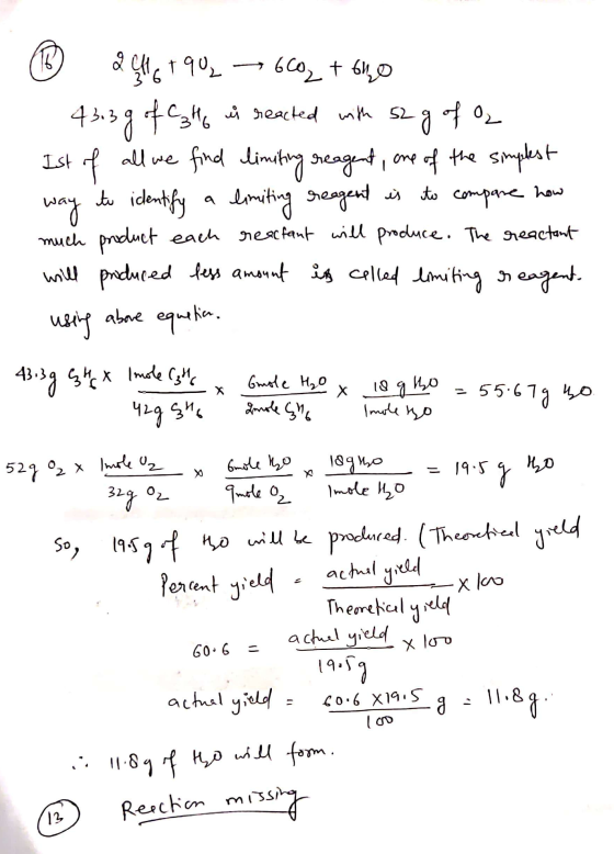 ® 24467 9u2 - 6602 + 6140 - 43.39 of C346 ů reacted with 52 g of a Ist of all we find limiting reagent, one of the simplest w