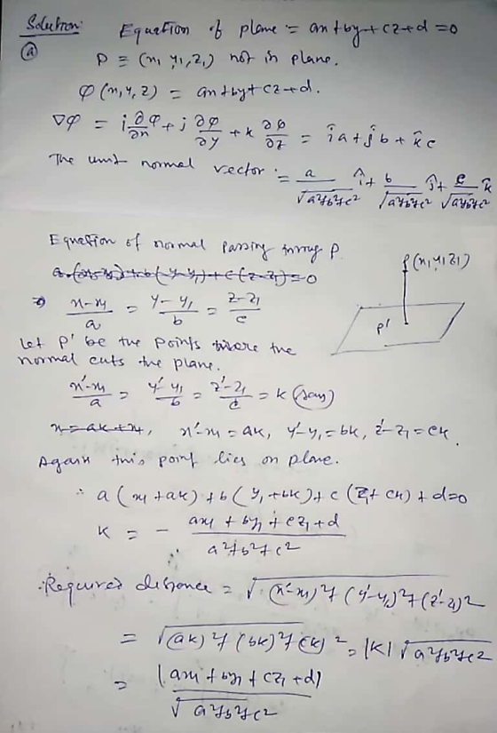 Solution Equation of plame = ant by (2+d=0 P = (1 912) not in plane. Ø (m, 4, 2) = antbyt czad. Q = 10a edo edo hatib tuc The