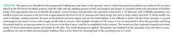 OPERATION: The patient was identified in the preoperative holding area and taken to the operative suite at which time general