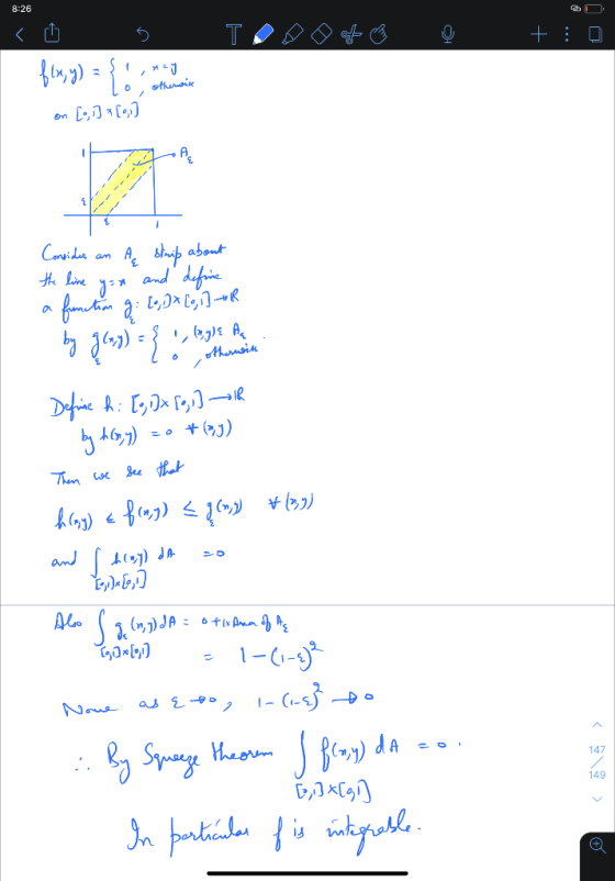 8:26 + filx, y) = {:; otherwise [31] 778;] ev Ą Consider an the line and define otherwin / ę strip about yon function g: 10,