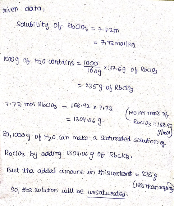 uven data, 1304.069 Sol 1000 g ob нго.can mako asotuoted solutionst Rbclos by oddin 1309 Rbo eut th addad amount un thisontent 23 so, dhe soluton will be nsatuvtod