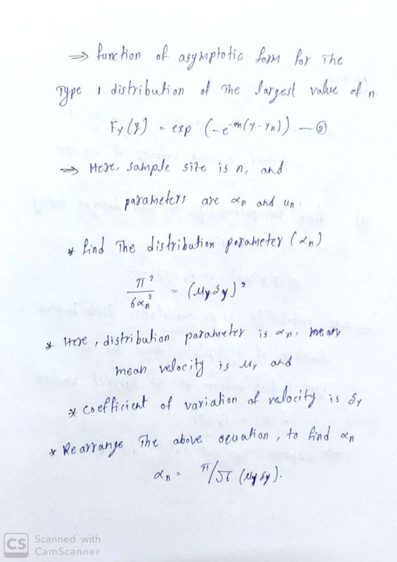 function of asymptotic form for the Type I distribution of the dargest value of no Fyl99 - exp (-(4-n)) – @ » Here, sample si
