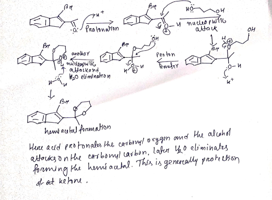 . Bre / y nucleo philic lonation attack OH Bre Loo another Proton nudeopuilig attaikond Wo elimination ti BiH hemiaceta forma